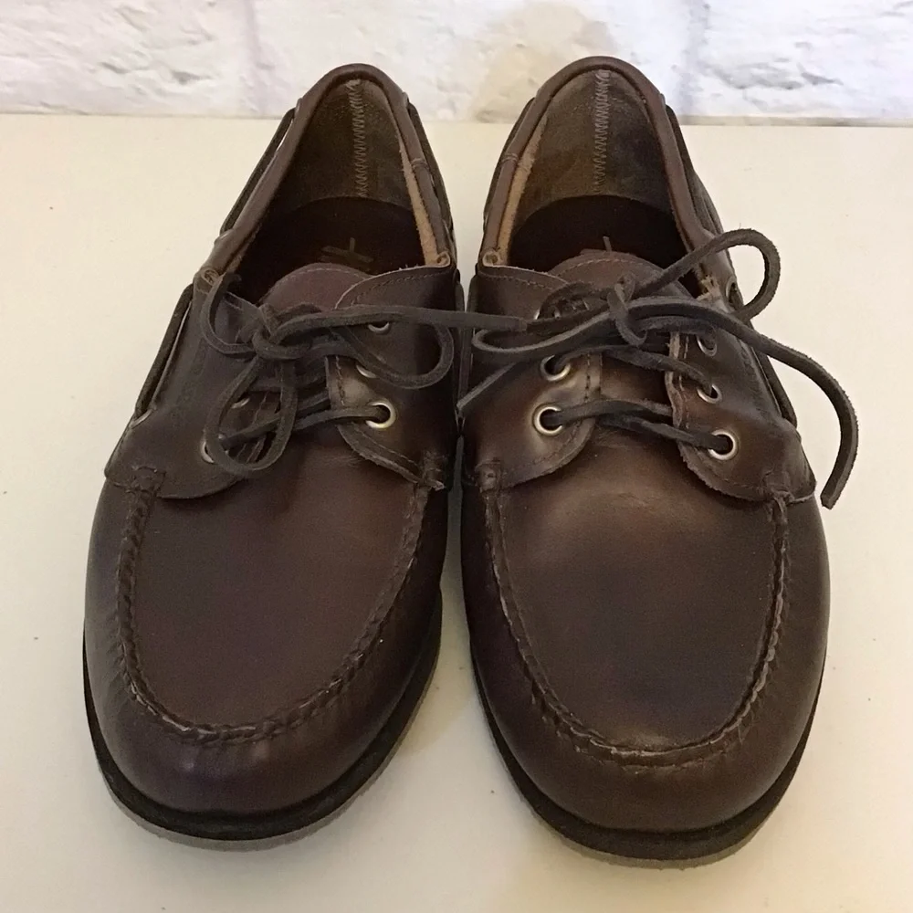 Sebago 9 (5E) Men’s Classic Brown Leather Boat Shoes Slip Ons Extra Wide Width